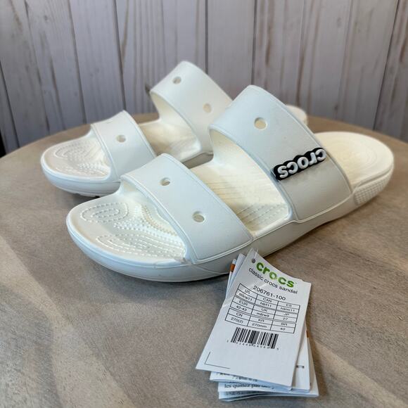 Crocs Classic Mens Slides Size 9 Womens 11 Slip On Sandals White 206761-100 NEW - Picture 4 of 14